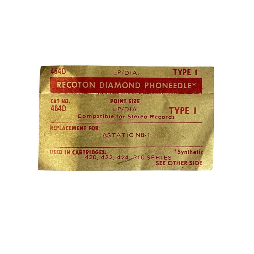 Recoton 464D Diamond Phoneedle Type l Vintage Replacement Stylus Cat NO 4640